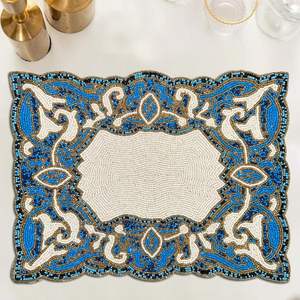 Luxury Satin Round <b>Placemat</b> for Dining/Restaurant/Kitchen <b>Beaded</b> Wedding Christmas Mat Home Decor - Product Image 4