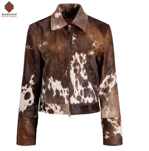 Chaqueta de Cuero Vacuno Genuino para Mujer |   Abrigo de Moda de Piel de Vaca con Pelo Natural para Mujer, Chaqueta de Cuero de Piel de Vaca con Pelo Natural - Product Image 1