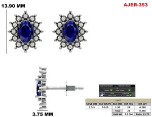 Pendientes de tuerca intercambiables de moda de oro amarillo de 14kt con certificado IGI, 3 piedras preciosas de diferentes colores para compromiso de boda de mujer - Product Image 5