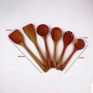 Juego básico de herramientas de ensalada de madera hechas a mano, cucharas de servidor de ensalada Kitchenwar únicas, colección de 2 piezas - Product Image 6