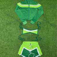 Ensemble de shorts sportifs unis pour femmes 2025 – Cardigan zippé et brassière courte 2 pièces coupe ajustée en Spandex/Coton
