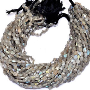 Labradorite naturelle ovale 7x5mm perles ovales à facettes | brin de 13 "| Perles de pierres précieuses semi-précieuses Labradorite de feu bleu pour bijoux - Product Image 1