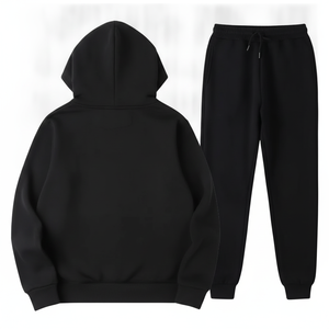 Ensemble de survêtement 2 pièces premium pour femme, noir uni, avec sweat à capuche oversize et pantalon de jogging, tenue de sport, streetwear - Product Image 3