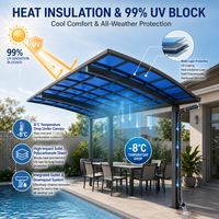 Abri de voiture moderne en forme de L avec isolation thermique, couverture en polycarbonate résistante à la grêle, abri de stationnement extérieur pour villa