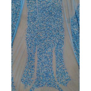 Designer Luxury Ethnic Wedding Dress <b>Fabric</b> with Beaded Embroidery on <b>Net</b> Front and Back Work for Party or Engagement - Product Image 5