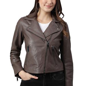 High Quality <b>Women</b> Fashionable <b>Leather</b> <b>Jackets</b> Zip up Style <b>Brown</b> Color Ladies <b>Jackets</b> With Your Own Logo genuine <b>Leather</b> <b>Jacket</b> - Product Image 1