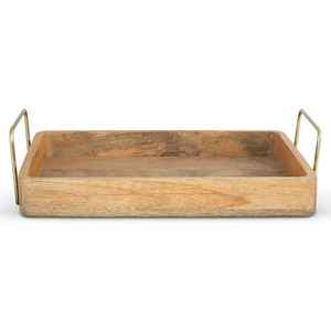 Plateau rond moderne en bois d'acacia avec poignée pour présentoir décoratif sur pied pour Ramadan et mariage - Product Image 2