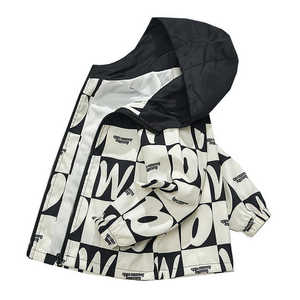 Veste matelassée imprimée unisexe pour enfants bébés garçons filles manteaux d'hiver en laine décontractés avec capuche fermeture éclair vente en gros taille d'usine XL - Product Image 1