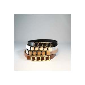Offre spéciale 4 pièces : Ceinture basique pour femme, ceinture pour veste et ceinture pour robe avec boucle à chaîne fine - NOIR-BRUN-BEAIGE-BLANC - Product Image 2