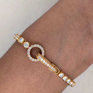 4.50 Ct Round Cut Lab Grown Diamond Tennis <b>Bracelet</b>, Classic Wedding <b>Bracelet</b> for Women's, <b>Solid</b> 10K/14K Bezel Set Yellow Gold - Product Image 1