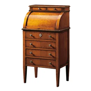 High quality luxury Louis XVI cylinder chest of drawers in cherry 4 drawers and pull out shelf tailormade