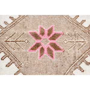 3.9x11.5 ft Turkish Rug, Herki Rug, <b>Brown</b> Polka dot Rug <b>Wool</b> - Product Image 5