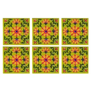 Azulejos de cerámica estampados de estilo francés, 4x4 pulgadas, decoración del hogar, acabado brillante, función de ladrillo refractario, uso Interior para pared de suelo, paquete de 6 - Product Image 1