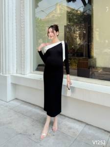 Vestido de Maternidad Largo de Terciopelo V1252, Cómodo, Transpirable y Absorbente de Sudor, Precio al por Mayor - Product Image 5