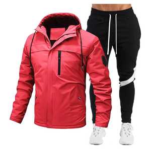 Veste de sport à capuche pour homme Pantalon cargo Léger élégant Imperméable Coupe-vent Conception 2 en 1 Survêtement OEM Personnalisé en vrac - Product Image 4