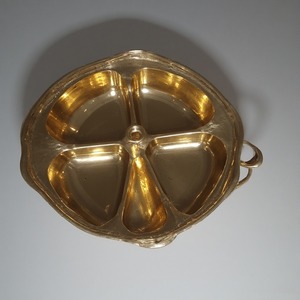 Plaque décorative en aluminium verre de luxe serveur de fruits secs trois compartiments de feuilles connectés finition or conçu pour - Product Image 4