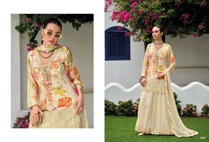 Elegante sin mangas tamaño libre cosido Chinon con bordado impreso sharara traje perfecto para la temporada de bodas - Product Image 2