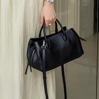 Tas Tote Kulit Bertekstur Sedang Wanita Warna Khaki dengan Saku Resleting Samping, Tas Selempang Pegangan Ganda, Tas Tote Harian
