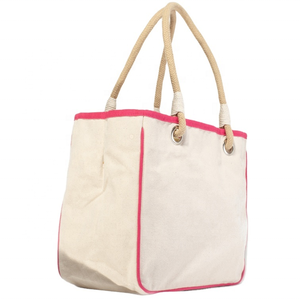 Excelente calidad Blanco para Rosa vacaciones playa bolsas carta reutilizable compras algodón lona mango largo bolso de mano cremallera en línea - Product Image 1