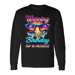 Maglietta promozionale a maniche lunghe con avvertenza per il 40° compleanno: Viaggio a 40 anni in corso - Product Image 2