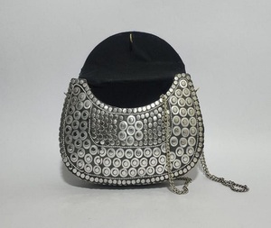 Trendy Vintage Bohemian <b>Silver</b> Evening Designer <b>Clutch</b> Handmade Luxury Indian Resin Brass Mosaic Metal Bag Lady Style Ready Ship - Product Image 2