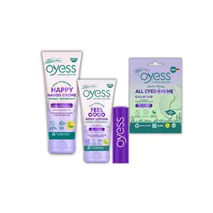 OYESS STARTER SET HYDRATION BOOST With Hydrating Lip Balm Moisturizing Hand Cream Nourishing Body Lotion And Calming Eye Mask