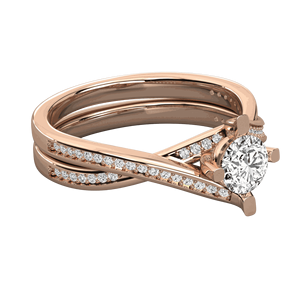 Round Diamond Two <b>Cross</b> Shank Solitaire <b>Ring</b> - Product Image 5