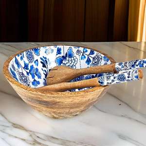 Bol à salade rond lisse en bois de hêtre Bol de service en bois pour salade de fruits frais et repas de famille - Product Image 2