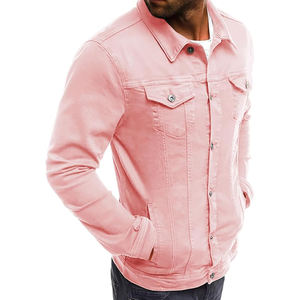 Veste en jean brodée sur mesure pour hommes, droite, style américain, vintage, délavé, col tournant, poches cargo tissées hip hop pour - Product Image 2