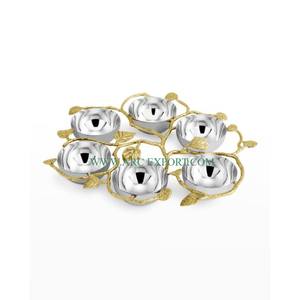 Soporte de latón chapado en oro de diseñador de hojas, de mármol blanco cuenco de comida, diseño maravilloso, hecho a mano, aspecto único, cuencos de utensilios de cocina para el hogar - Product Image 6