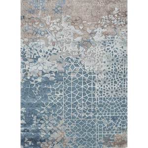 Alfombra de Lana y Viscosa Tejida a Mano Mythos Azul, Rectangular de 9x12, Patrón Geométrico Abstracto, 10 mm de Grosor, para el Hogar o el Pasillo, PP TNQ-3234 - Product Image 1