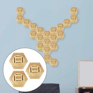 Support mural hexagonal en bois à 3 compartiments pour médailles, organisateur en nid d'abeille pour artisanat, billets de banque, livres et fournitures, accents muraux - Product Image 5