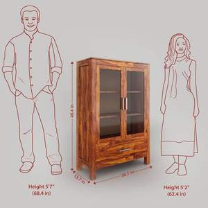 Gabinete multiusos para dormitorio, sala de estar, estudio, de madera maciza Bar | Estantería/gabinete de cocina | Acabado mate miel - Product Image 5