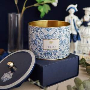 175x130mm Poignée de bouton de bidon rond en métal Motif décoratif bleu et blanc inspiré de l'azulejo Boîtes de qualité supérieure avec un design élégant - Product Image 5