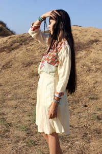 Robe d'été droite en jersey de coton indien gazeux arc-en-ciel SRJ EXPORTS, manches longues, respirante, longueur genou, très élégante, fabriquée en Inde - Product Image 2