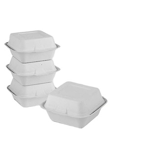 กล่องอาหารกลางวัน6x6นิ้วแบบใช้แล้วทิ้งเป็นมิตรต่อสิ่งแวดล้อมกล่องใส่เบอร์เกอร์ทำจากชานอ้อยสำหรับร้านอาหารปิกนิก - Product Image 4