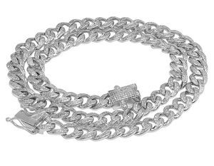 Luxurious Iced Hip Hop S925 Silver Rhodium Plated Link Chain <b>Necklace</b> With Moissanite <b>Diamond</b> Cuban Style - Product Image 1