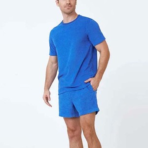 Survêtement de sport 2 pièces 2 pièces à séchage rapide pour hommes, t-shirt à manches courtes, short de couleur assortie, ensemble d'exercices d'été et d'hiver - Product Image 5