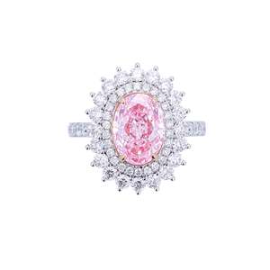 Anillo de Diamantes con Corte Ovalado Paisley y Diamantes Rosados - Product Image 1