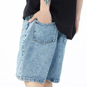 กางเกงขาสั้นผ้ายีนส์งานตามสั่งเสื้อแจ็กเก็ตหนังสไตล์สตรีทสำหรับผู้ชายติดโลโก้ได้ตามต้องการ - Product Image 6