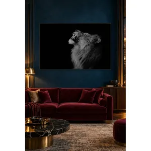 Impression sur toile Fida Roaring Lion noir et blanc - Product Image 5