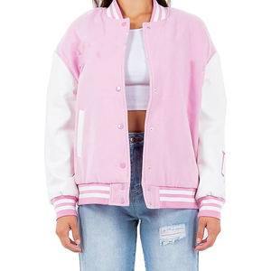 Chaqueta universitaria corta para mujer de la mejor calidad, estilo callejero estampado con cuello de punto acanalado hecho de tela Premium - Product Image 4
