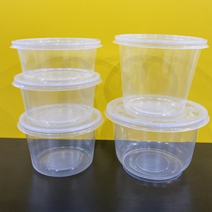 Boîte de rangement ronde en plastique PP jetable transparente de 24 oz et 34 oz, emballage à emporter avec couvercle, design empilable - Product Image 5