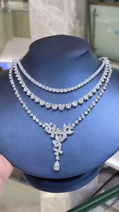 Modern Custom Gold Sterling <b>Silver</b> IGI Certified Fancy Diamond <b>Necklace</b> for Unisex Wedding Party Wear Lab Grown White Diamonds - Product Image 3