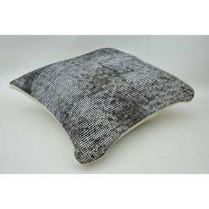 Gray Houndstooth Wool Pillow 16x16 Inch Decorative <b>Cushion</b> Vintage Embroidered Kantha Patchwork Floral & Square Patterns - Product Image 5