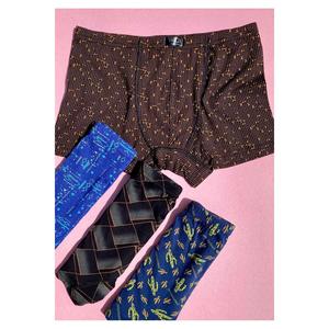 Tessuto modale, 3 pezzi stampati blu Navy, antracite e blu Lycra Jogger elastico in vita Boxer da uomo - Product Image 1