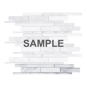 Azulejo de mosaico de mármol blanco Calacatta, pared de piedra metálica de aluminio, acabado cepillado contra salpicaduras para entrada, escalera, Baño - Product Image 1