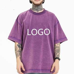 300GSM peso pesado venta al por mayor High Street Wash Plus Size Solid Drop Shoulder camiseta - Product Image 2