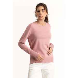 Pull en tricot rose basique à manches longues, style décontracté pour l'automne et l'hiver, modèle 224-211-008 - Product Image 1