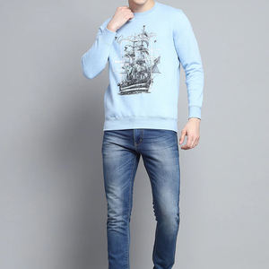 Sudadera de lana de algodón 100% para hombre con hombro caído patrón sólido liso teñido ecológico ajuste suelto Otoño Invierno - Product Image 5
